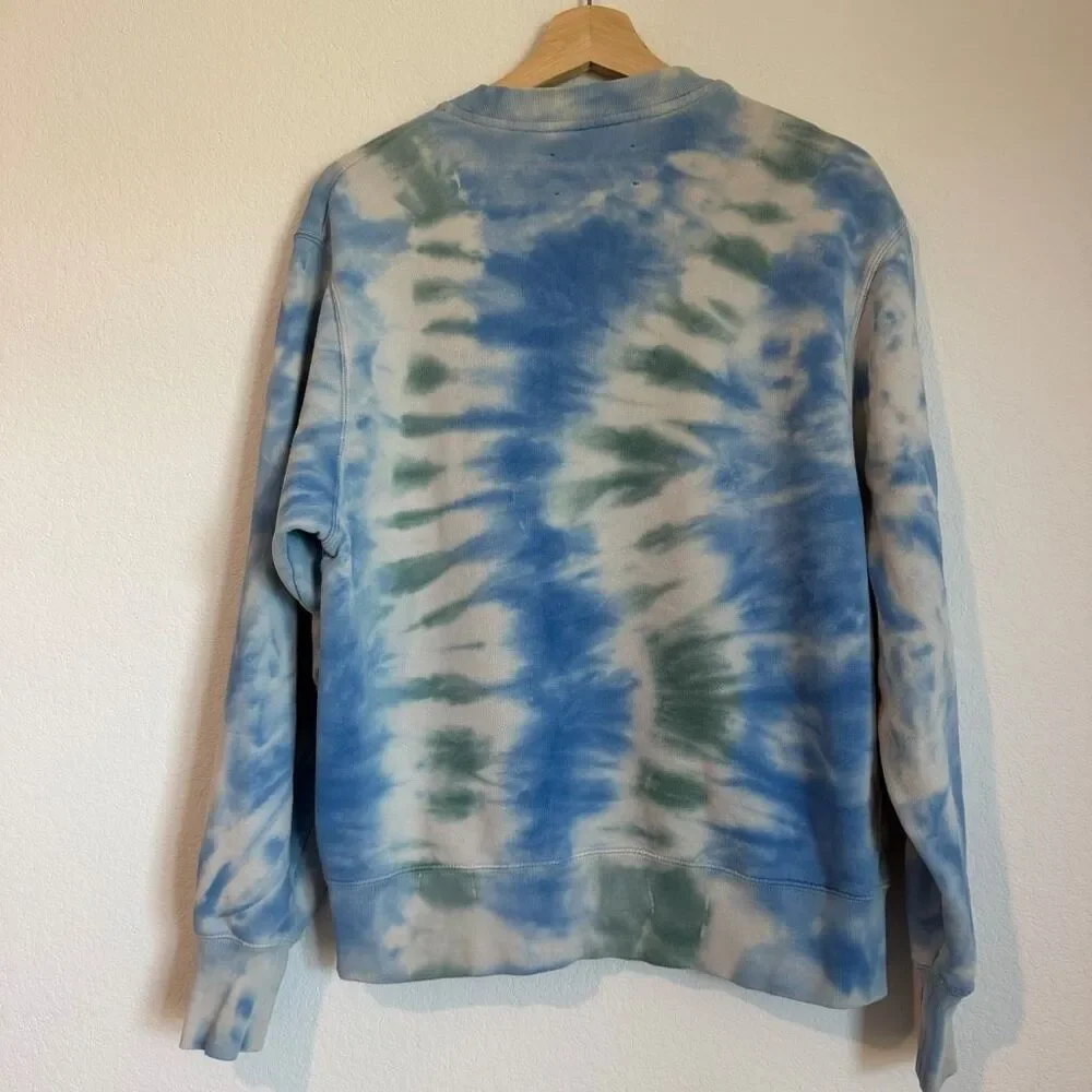 Tory Burch Sports Blue Green Tie Dye French Terry Sweatshirt Women's Size Small
